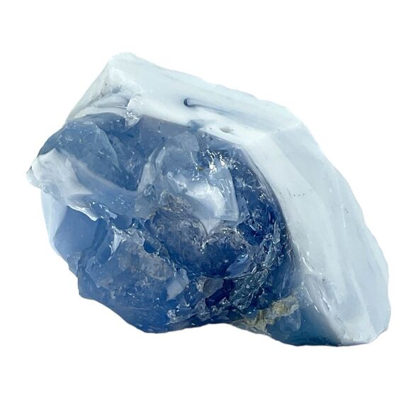 Cobalt Milk Glass Art Glass Cullet Layered Glowing Manganese Slag Glass #4GX145 - Picture 6 of 7